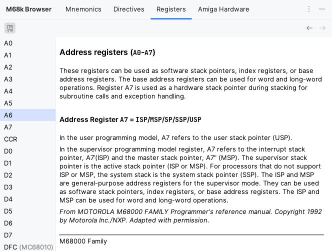 Register reference documentation